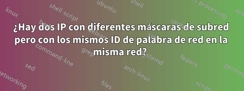 ¿Hay dos IP con diferentes máscaras de subred pero con los mismos ID de palabra de red en la misma red? 