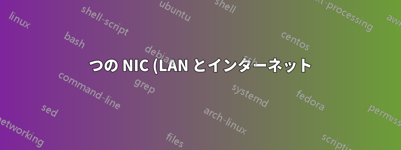 2 つの NIC (LAN とインターネット) と NAT および VM のブリッジを使用した Linux ルーティング