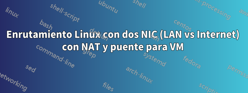 Enrutamiento Linux con dos NIC (LAN vs Internet) con NAT y puente para VM