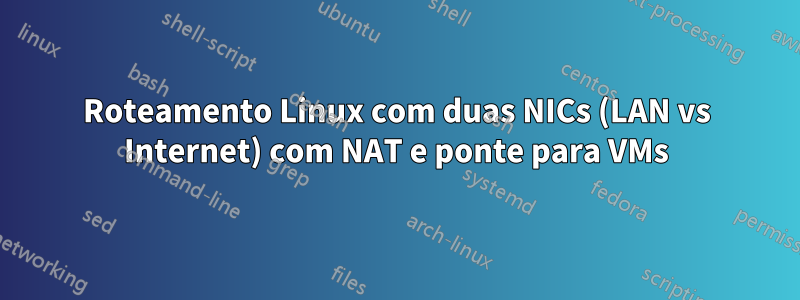 Roteamento Linux com duas NICs (LAN vs Internet) com NAT e ponte para VMs