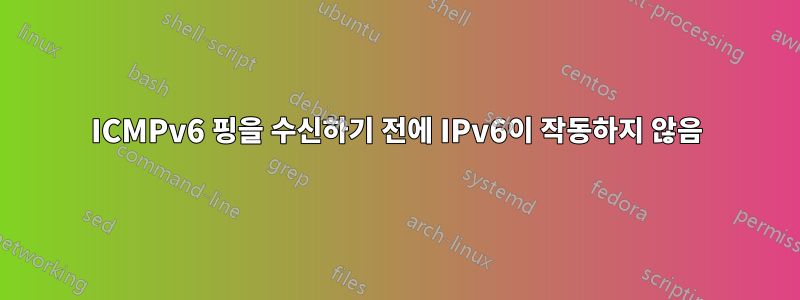 ICMPv6 핑을 수신하기 전에 IPv6이 작동하지 않음