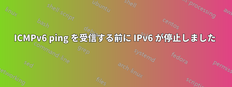 ICMPv6 ping を受信する前に IPv6 が停止しました