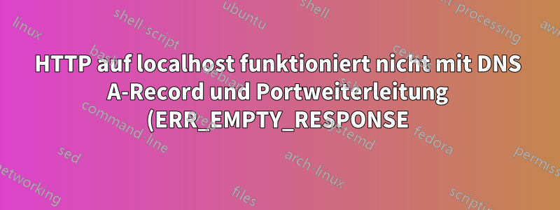 HTTP auf localhost funktioniert nicht mit DNS A-Record und Portweiterleitung (ERR_EMPTY_RESPONSE)
