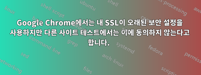 Google Chrome에서는 내 SSL이 오래된 보안 설정을 사용하지만 다른 사이트 테스트에서는 이에 동의하지 않는다고 합니다. 