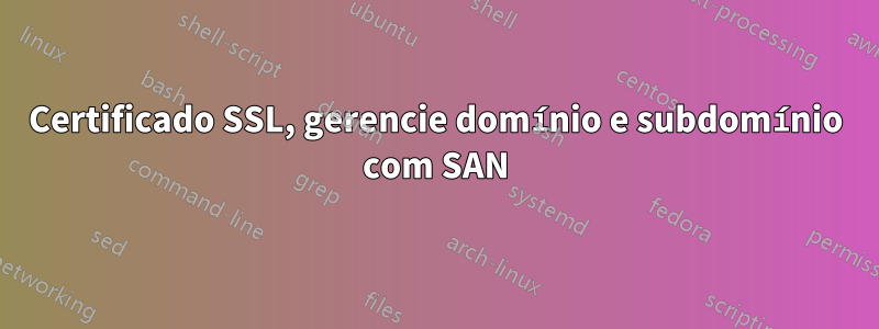 Certificado SSL, gerencie domínio e subdomínio com SAN