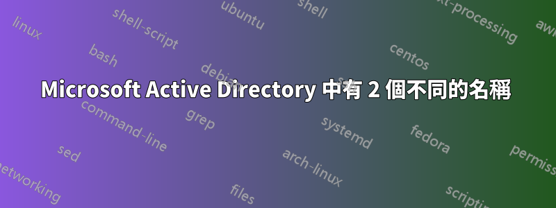 Microsoft Active Directory 中有 2 個不同的名稱