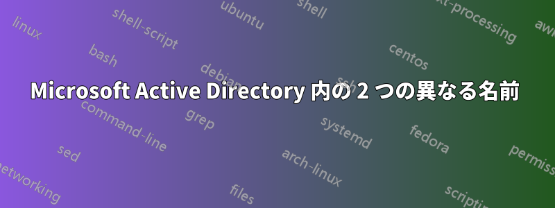 Microsoft Active Directory 内の 2 つの異なる名前