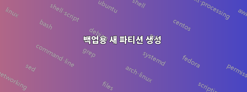 백업용 새 파티션 생성