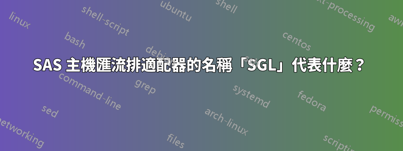 SAS 主機匯流排適配器的名稱「SGL」代表什麼？