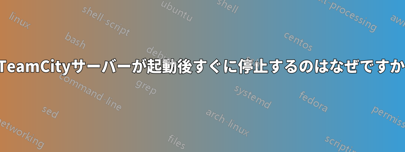 TeamCityサーバーが起動後すぐに停止するのはなぜですか