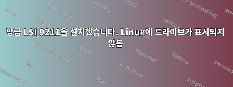 방금 LSI 9211을 설치했습니다. Linux에 드라이브가 표시되지 않음