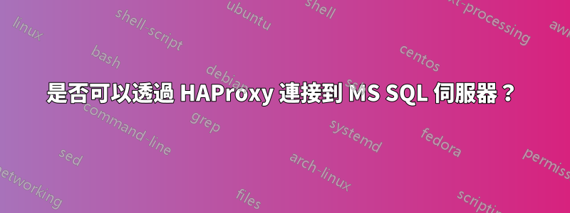 是否可以透過 HAProxy 連接到 MS SQL 伺服器？