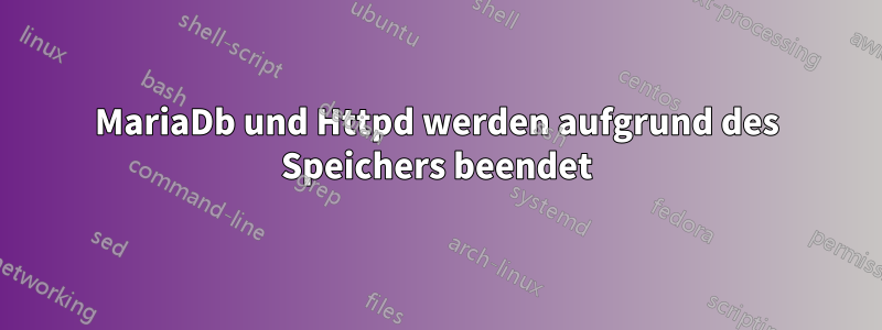 MariaDb und Httpd werden aufgrund des Speichers beendet