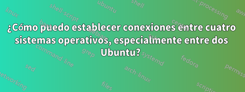 ¿Cómo puedo establecer conexiones entre cuatro sistemas operativos, especialmente entre dos Ubuntu? 