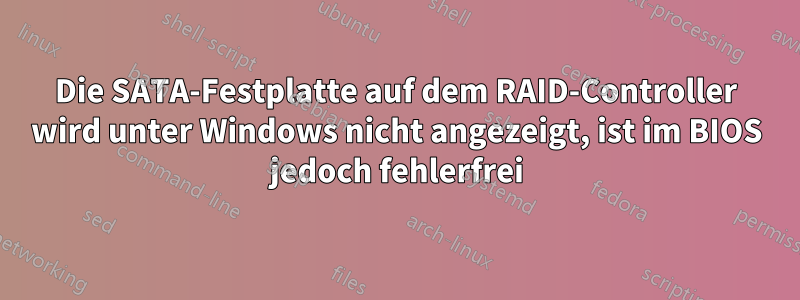 Die SATA-Festplatte auf dem RAID-Controller wird unter Windows nicht angezeigt, ist im BIOS jedoch fehlerfrei