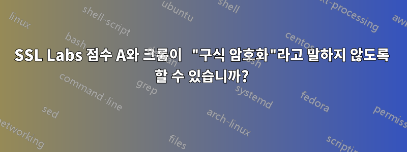 SSL Labs 점수 A와 크롬이 "구식 암호화"라고 말하지 않도록 할 수 있습니까?