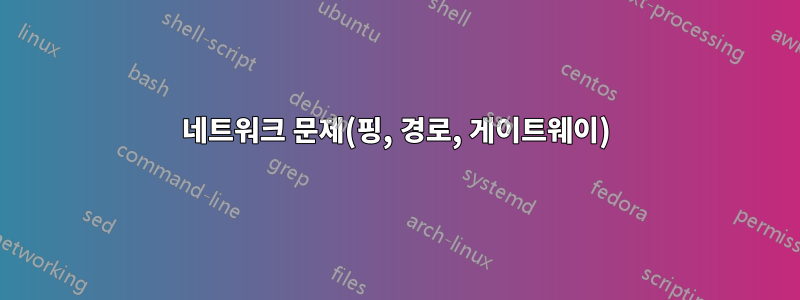 네트워크 문제(핑, 경로, 게이트웨이)