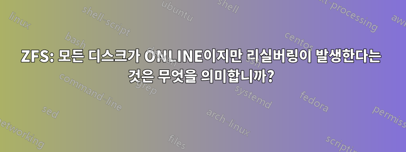 ZFS: 모든 디스크가 ONLINE이지만 리실버링이 발생한다는 것은 무엇을 의미합니까?