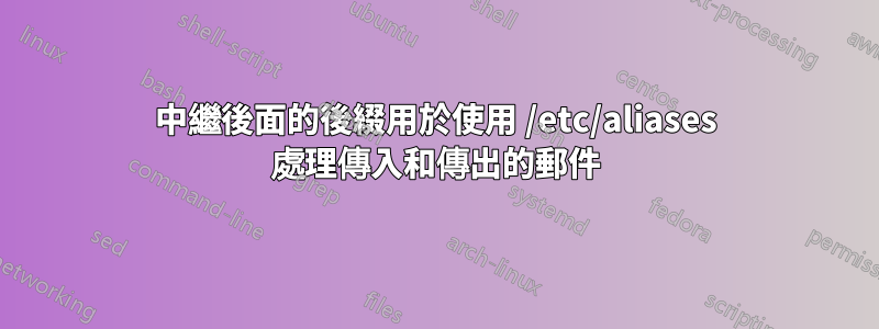 中繼後面的後綴用於使用 /etc/aliases 處理傳入和傳出的郵件