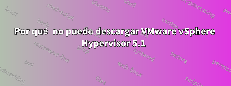 Por qué no puedo descargar VMware vSphere Hypervisor 5.1 