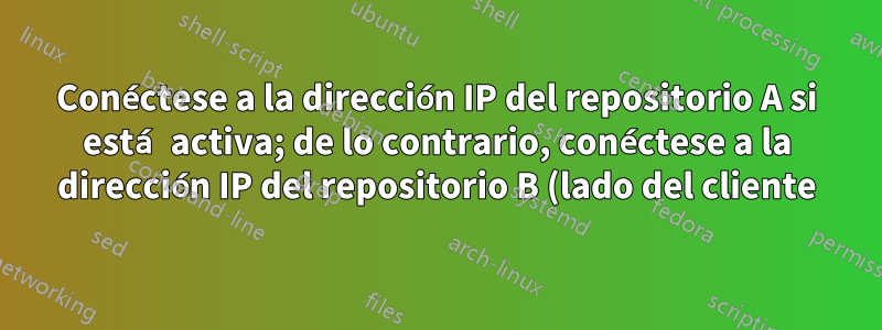 Conéctese a la dirección IP del repositorio A si está activa; de lo contrario, conéctese a la dirección IP del repositorio B (lado del cliente)