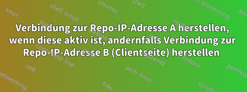 Verbindung zur Repo-IP-Adresse A herstellen, wenn diese aktiv ist, andernfalls Verbindung zur Repo-IP-Adresse B (Clientseite) herstellen 