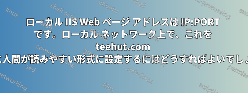 ローカル IIS Web ページ アドレスは IP:PORT です。ローカル ネットワーク上で、これを teehut.com のように人間が読みやすい形式に設定するにはどうすればよいでしょうか。