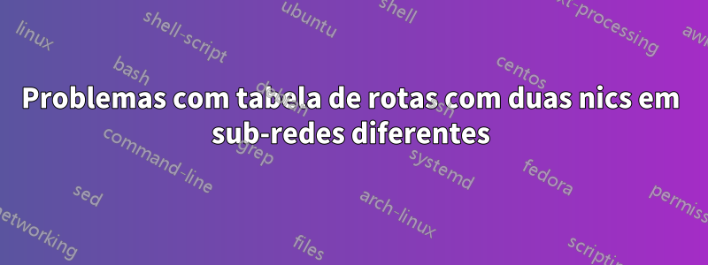 Problemas com tabela de rotas com duas nics em sub-redes diferentes