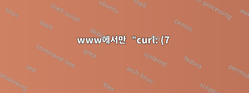 www에서만 "curl: (7) 호스트에 연결할 수 없습니다." 하위 도메인