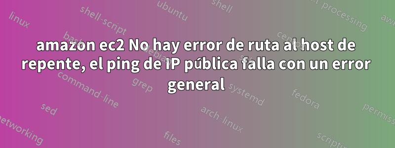 amazon ec2 No hay error de ruta al host de repente, el ping de IP pública falla con un error general