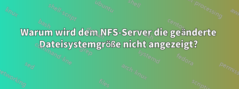 Warum wird dem NFS-Server die geänderte Dateisystemgröße nicht angezeigt?