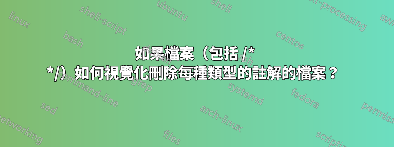 如果檔案（包括 /* */）如何視覺化刪除每種類型的註解的檔案？ 