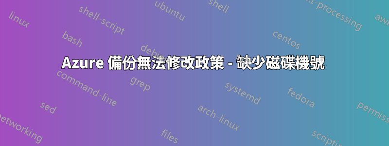 Azure 備份無法修改政策 - 缺少磁碟機號