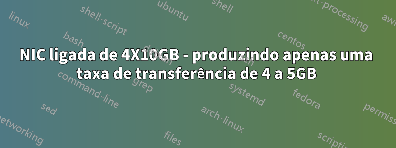 NIC ligada de 4X10GB - produzindo apenas uma taxa de transferência de 4 a 5GB