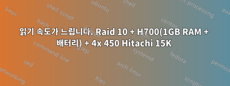 읽기 속도가 느립니다. Raid 10 + H700(1GB RAM + 배터리) + 4x 450 Hitachi 15K