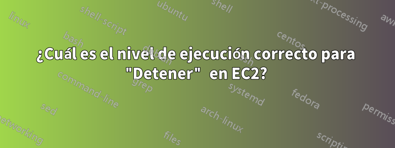 ¿Cuál es el nivel de ejecución correcto para "Detener" en EC2?