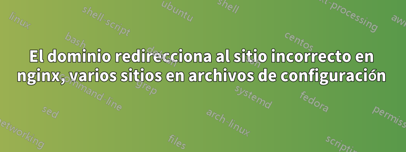 El dominio redirecciona al sitio incorrecto en nginx, varios sitios en archivos de configuración