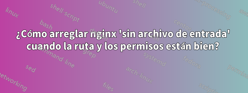 ¿Cómo arreglar nginx 'sin archivo de entrada' cuando la ruta y los permisos están bien?
