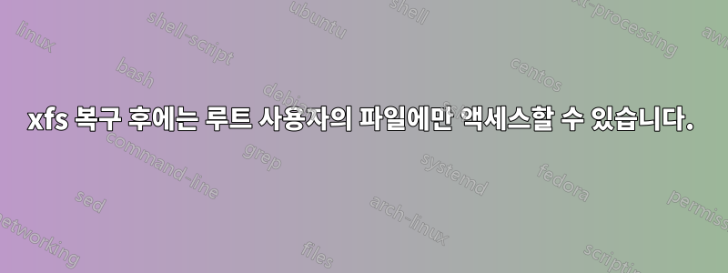 xfs 복구 후에는 루트 사용자의 파일에만 액세스할 수 있습니다.