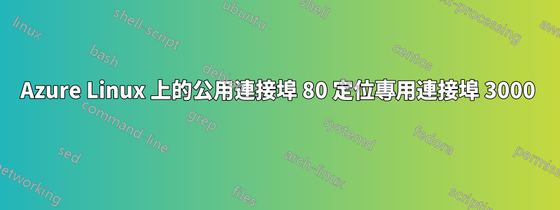 Azure Linux 上的公用連接埠 80 定位專用連接埠 3000