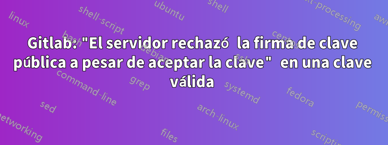 Gitlab: "El servidor rechazó la firma de clave pública a pesar de aceptar la clave" en una clave válida