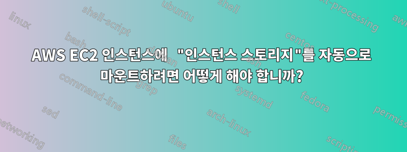 AWS EC2 인스턴스에 "인스턴스 스토리지"를 자동으로 마운트하려면 어떻게 해야 합니까?