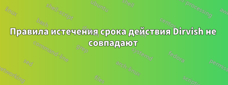 Правила истечения срока действия Dirvish не совпадают