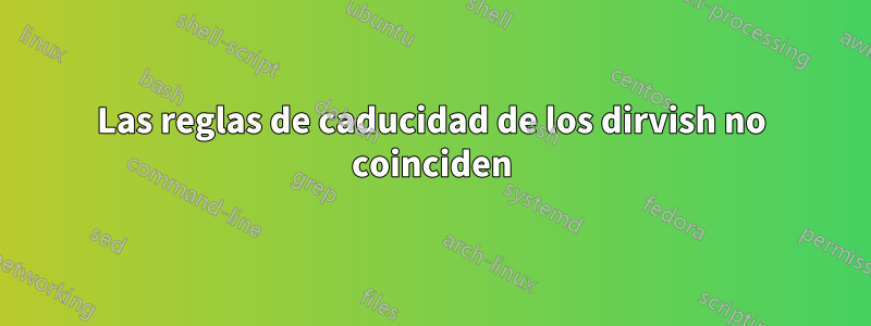 Las reglas de caducidad de los dirvish no coinciden