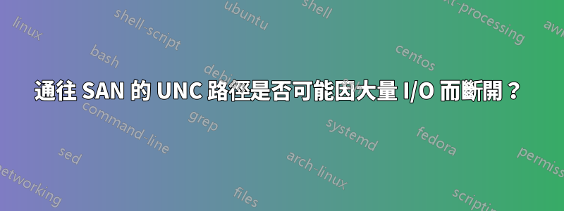 通往 SAN 的 UNC 路徑是否可能因大量 I/O 而斷開？