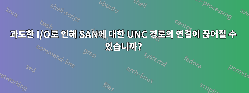 과도한 I/O로 인해 SAN에 대한 UNC 경로의 연결이 끊어질 수 있습니까?