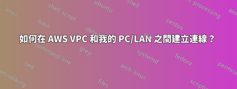 如何在 AWS VPC 和我的 PC/LAN 之間建立連線？