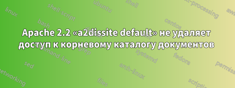 Apache 2.2 «a2dissite default» не удаляет доступ к корневому каталогу документов