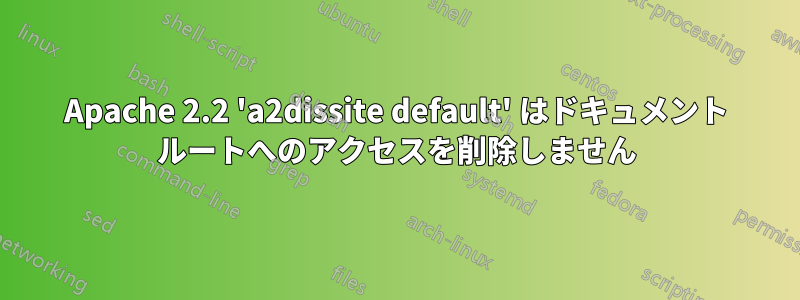 Apache 2.2 'a2dissite default' はドキュメント ルートへのアクセスを削除しません