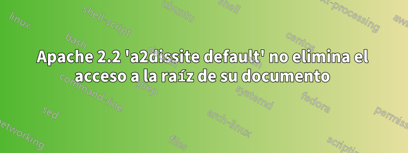 Apache 2.2 'a2dissite default' no elimina el acceso a la raíz de su documento
